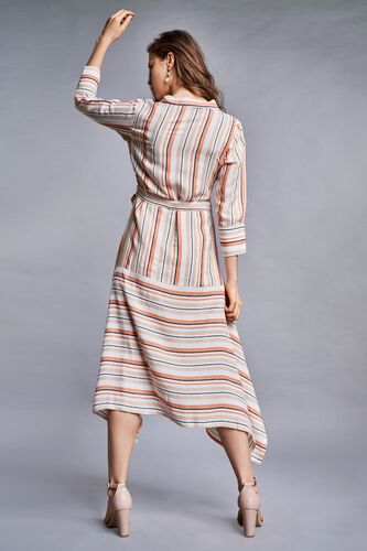 6 - Orange - White Stripes Fit and Flare Dress, image 6