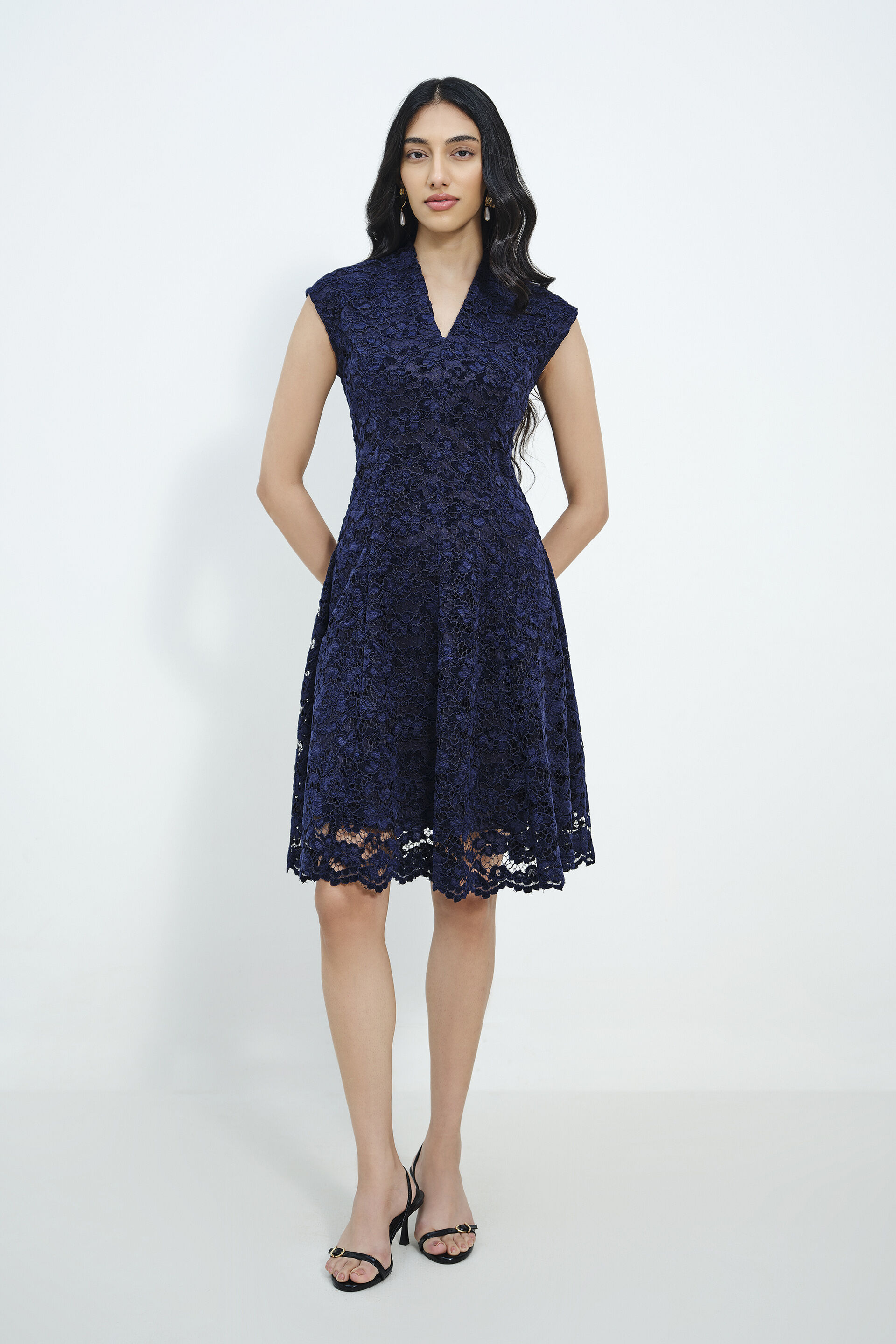 Blue Garden Lace Dress, Navy, image 1