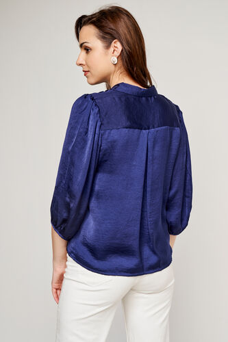 Navy Blue Solid Straight Top, Navy Blue, image 5