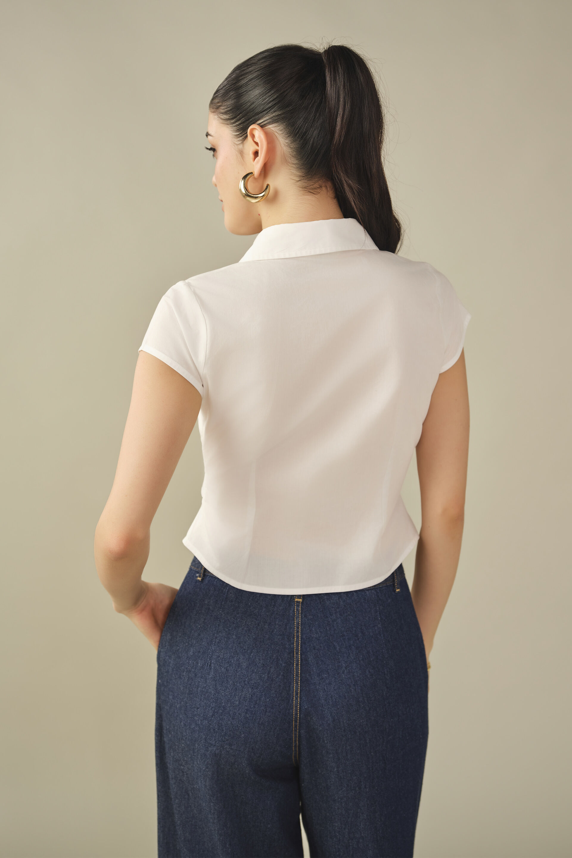 Wrap Cotton Top in White, White, image 6