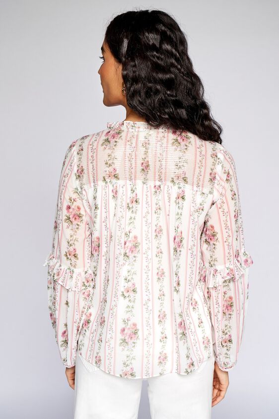 4 - White Floral Straight Top, image 4