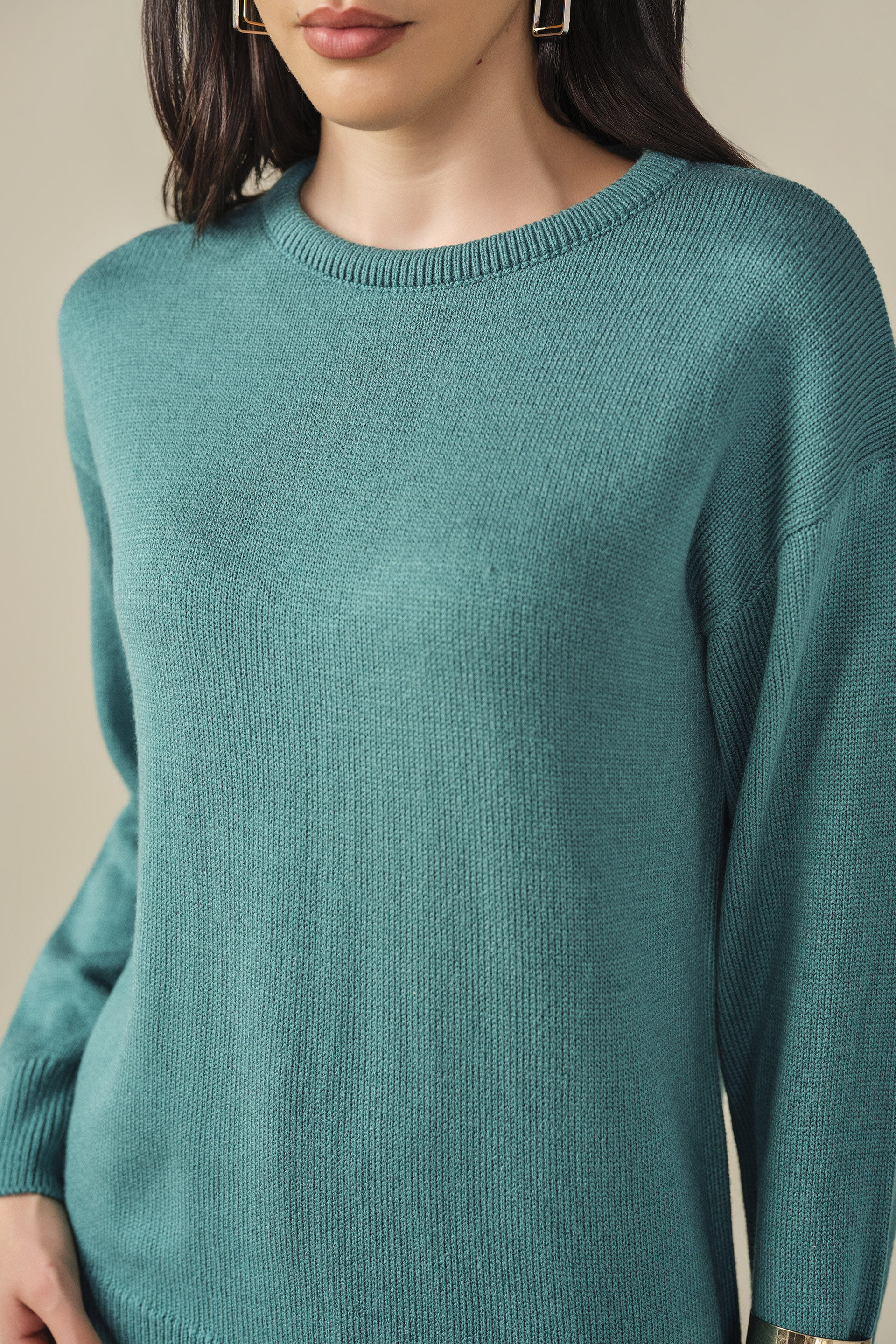 Solid Sweater in Teal, Teal, image 2