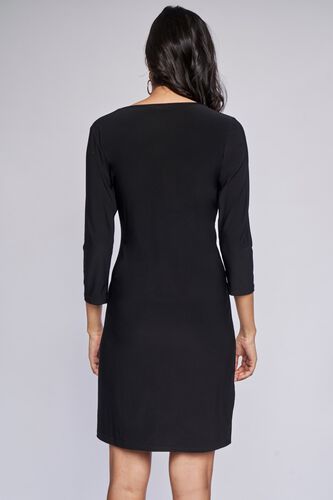 Black Solid Flared Dress, Black, image 4