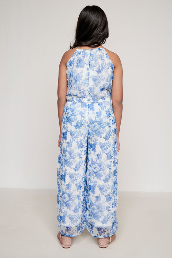 White and Blue Floral Straight Jumpsuit, White, image 5