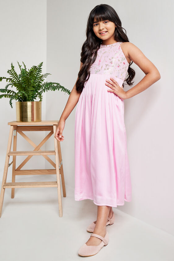 Pink Abstract Flared Gown, Pink, image 3