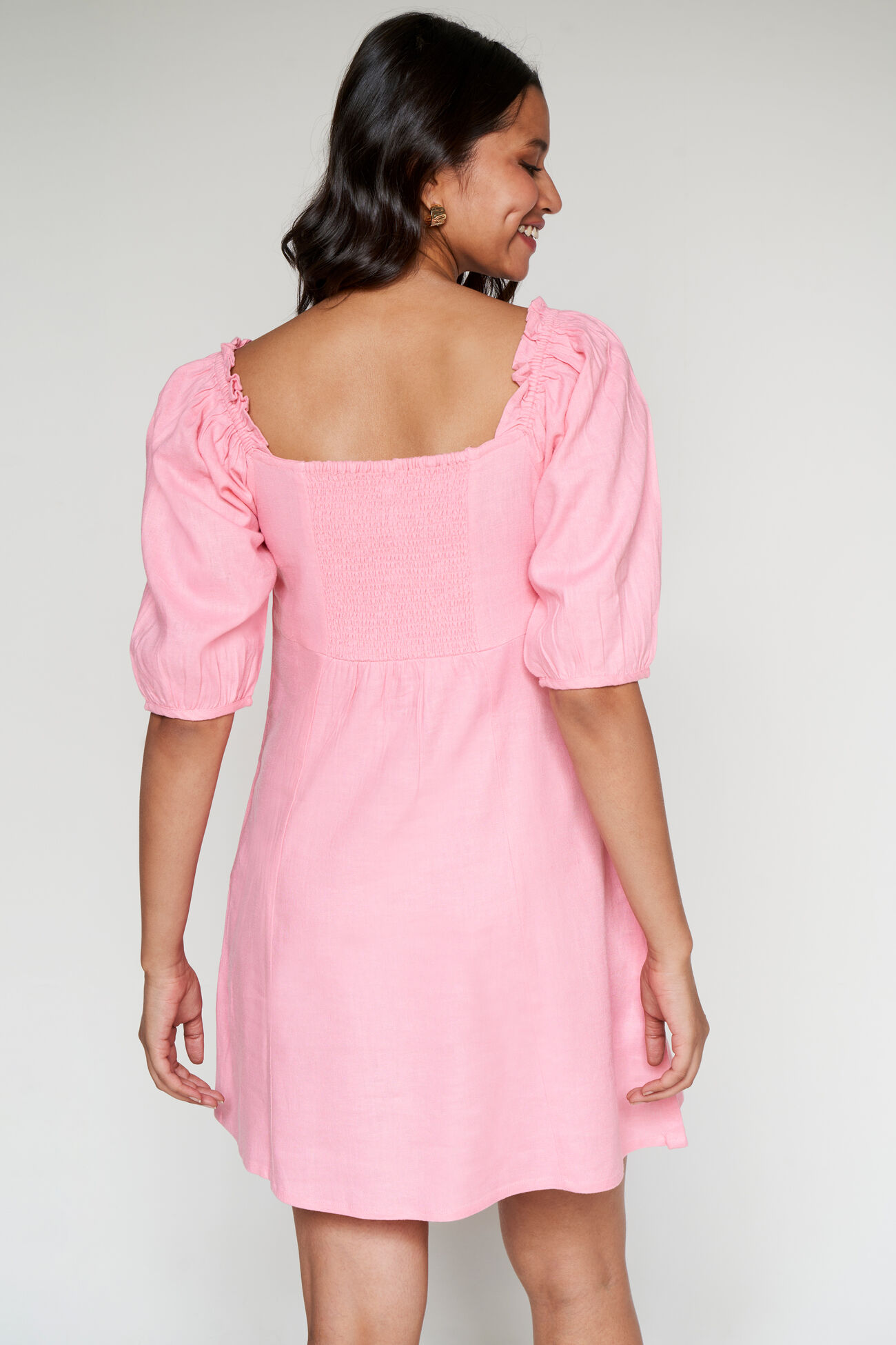 Pink Linen Shift Dress, Light Pink, image 3