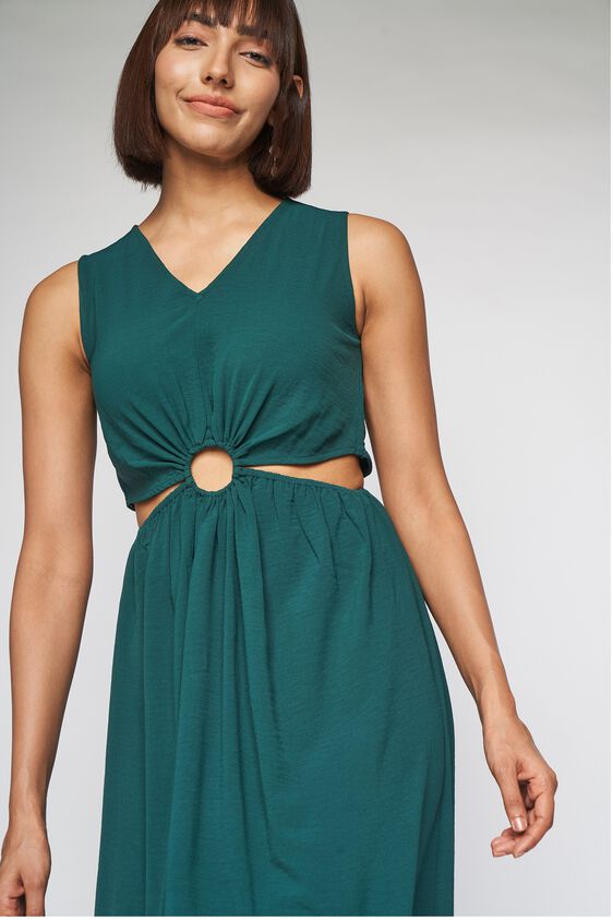 4 - Green Solid Cut Out Dress, image 4