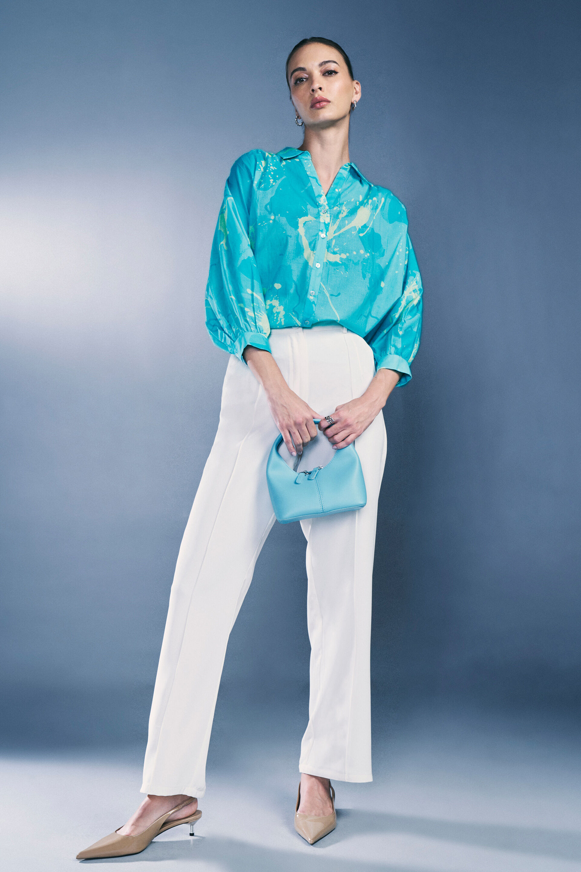 Island Vibes Cotton Shirt, Turquoise, image 4