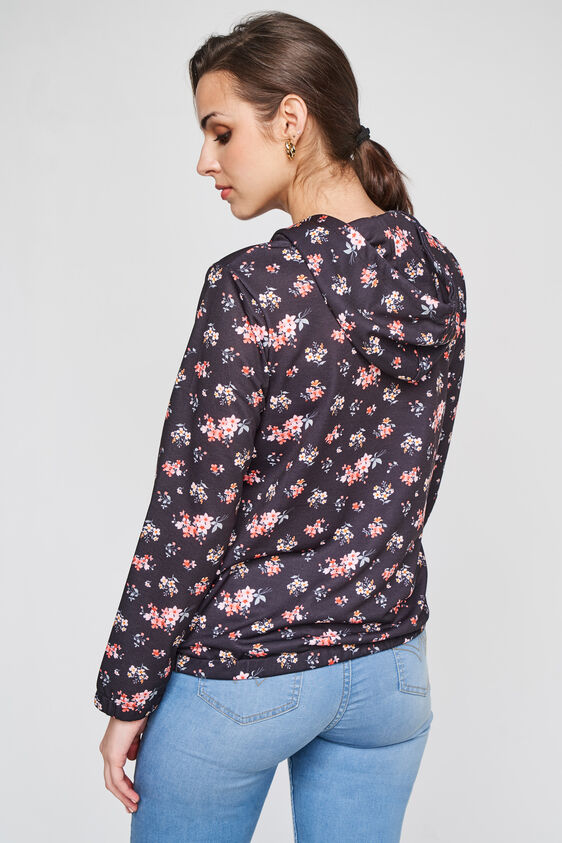 Black Floral Straight Top, Black, image 5
