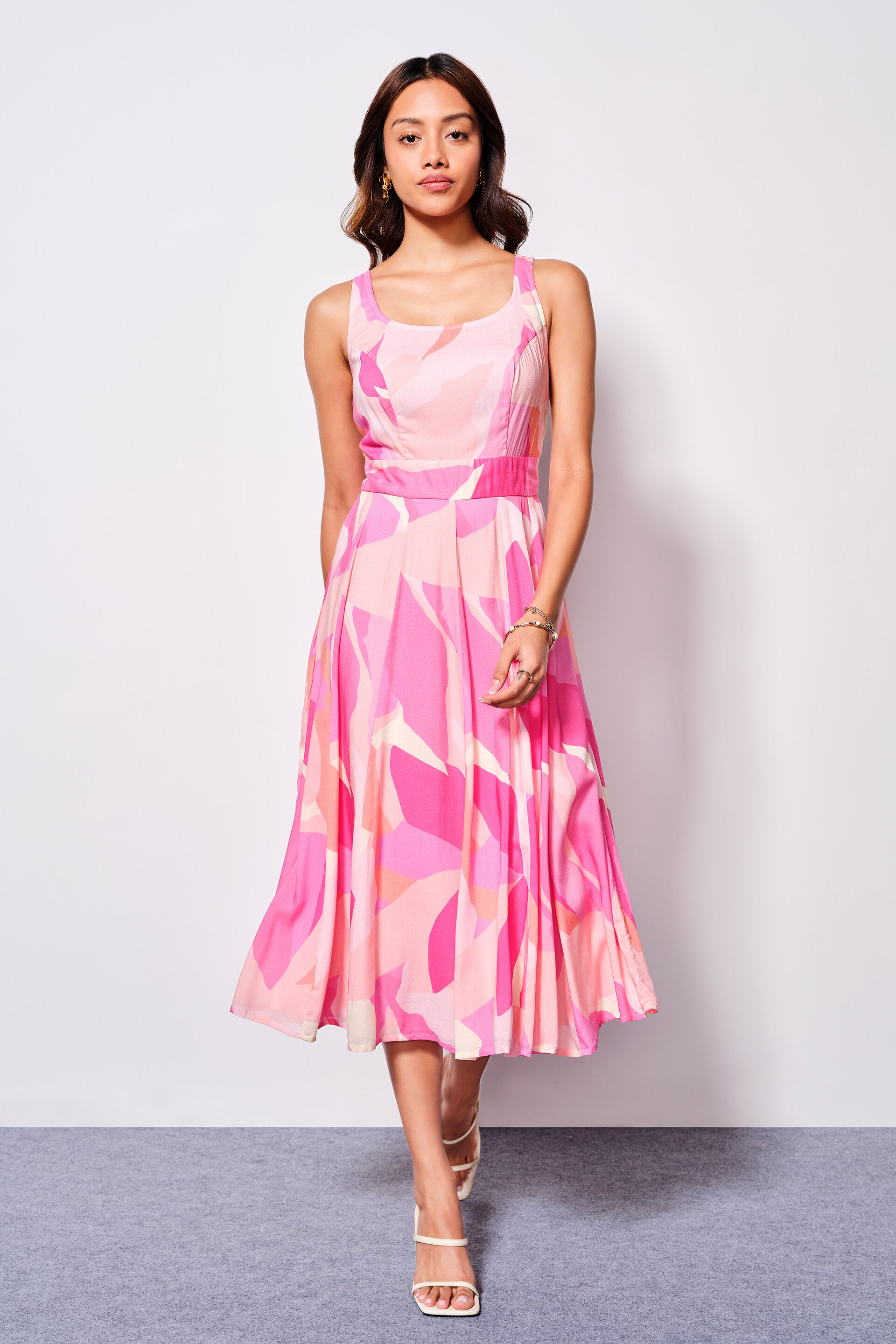 Pink Serenade Modal Flared Dress, Pink, image 1