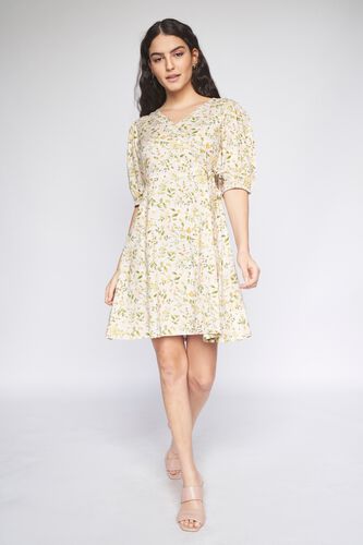 3 - Ecru Floral Fit and Flare Dress, image 3
