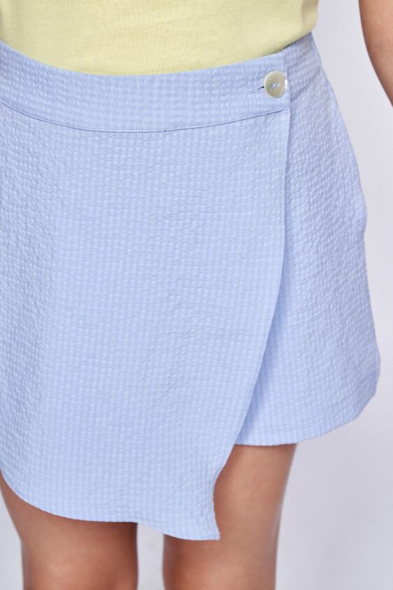 9 - Powder Blue Self Design Asymmetric Shorts, image 9