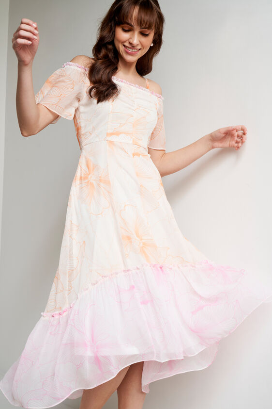 Multi Floral Flared Dress, Multi Color, image 1