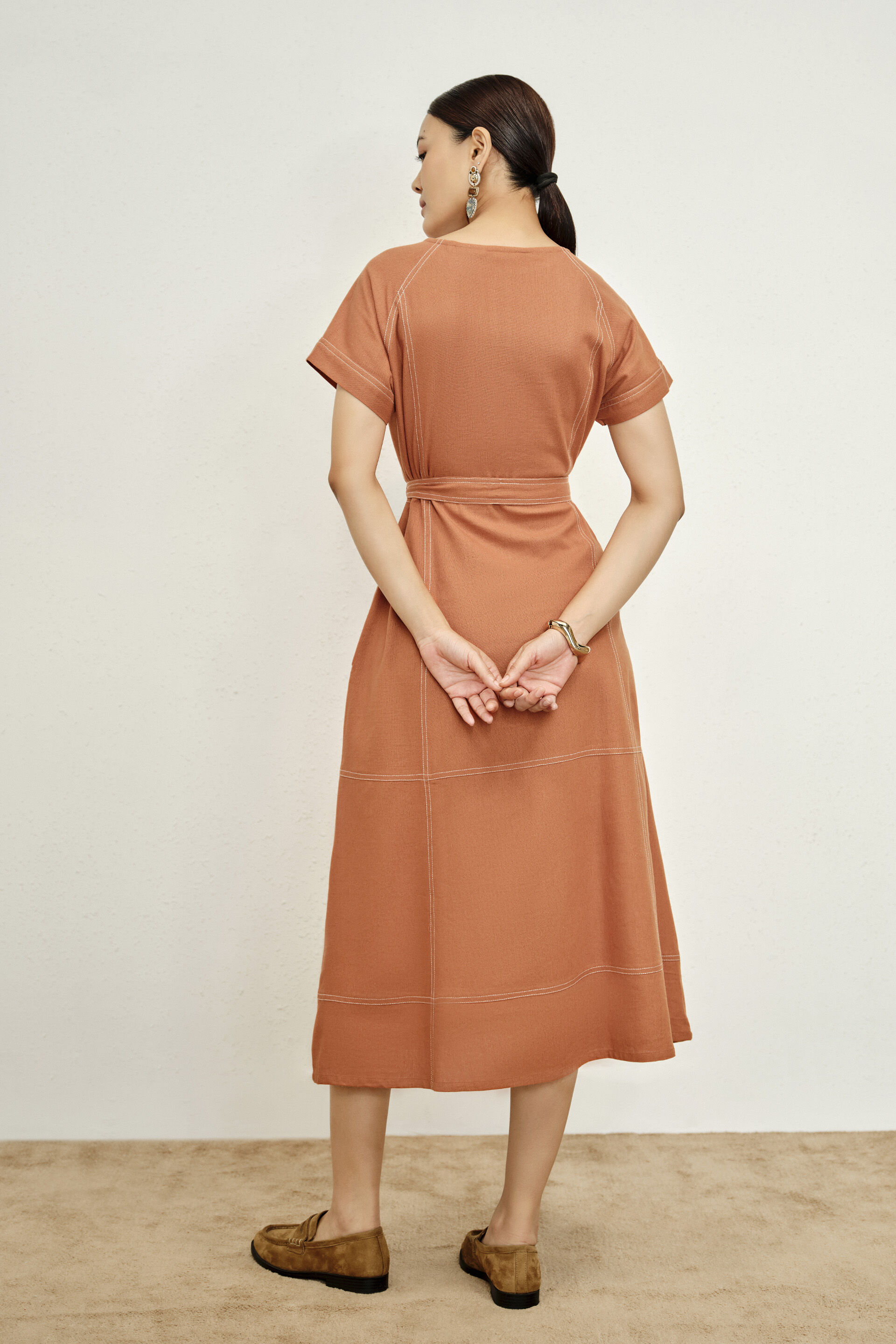 Buy The Classic Rust Dress Online for Women from AND India S26V49DRLV_RUST