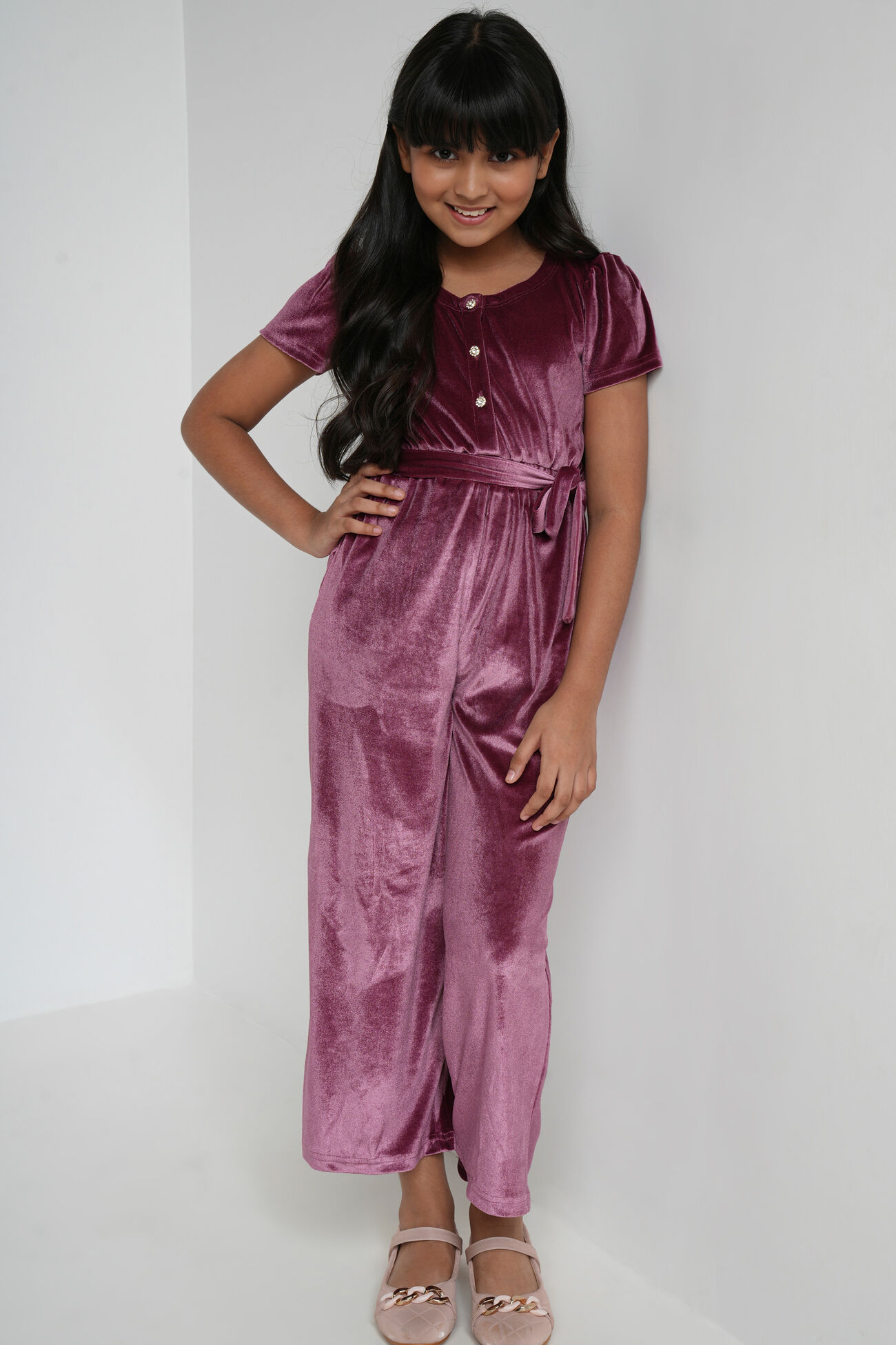 Rose Pink Solid Straight Jumpsuit, Rose Pink, image 1