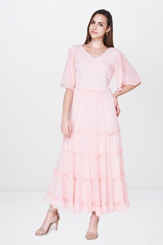 6 - Light Pink V-Neck Fit and Flare Maxi Gown, image 6
