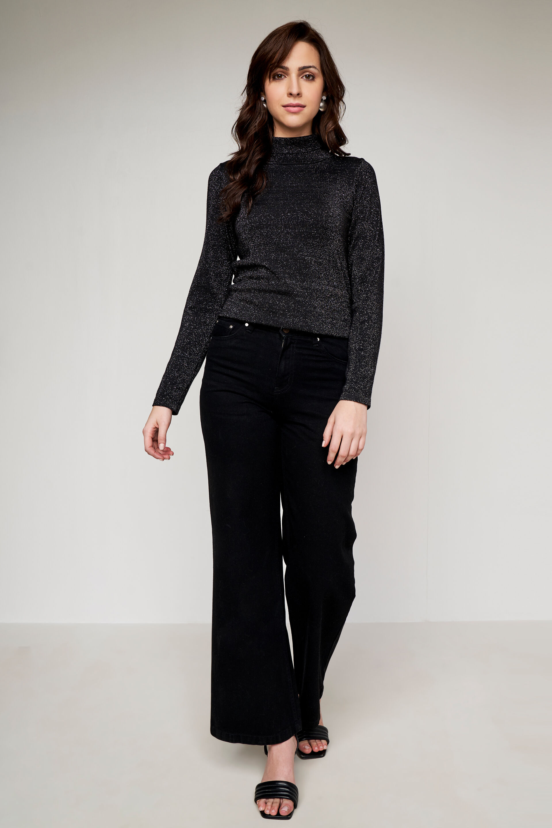 Black Solid Winter Top