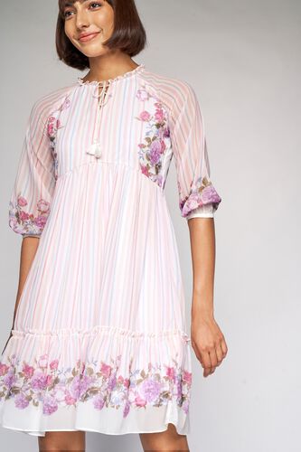 3 - White Floral Fit and Flare Dress, image 3