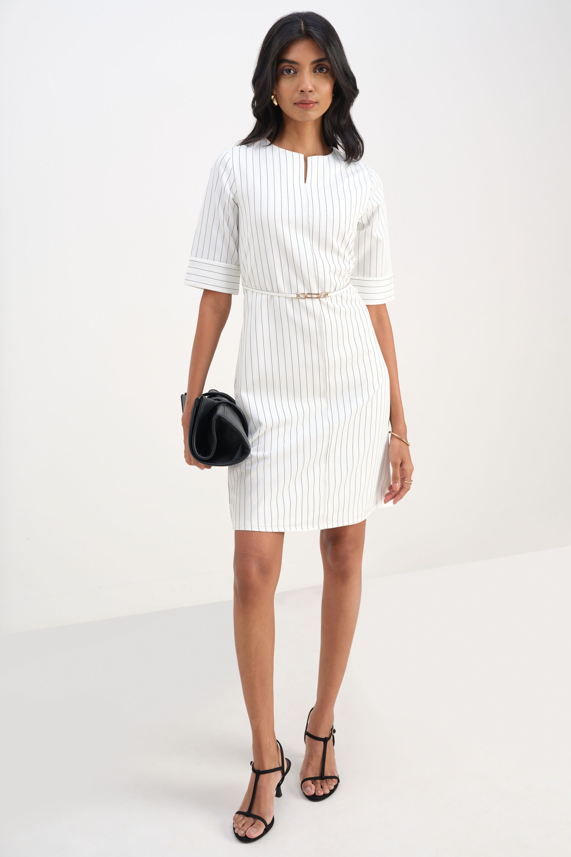 Monochrome Motion Dress, White, image 1