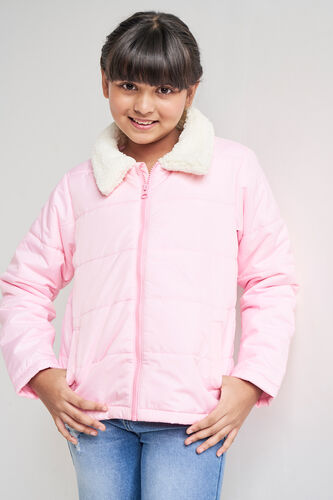 Pink Solid Straight Jacket, Pink, image 3