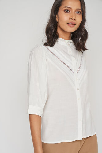 White Solid Shirt Style Top, White, image 4