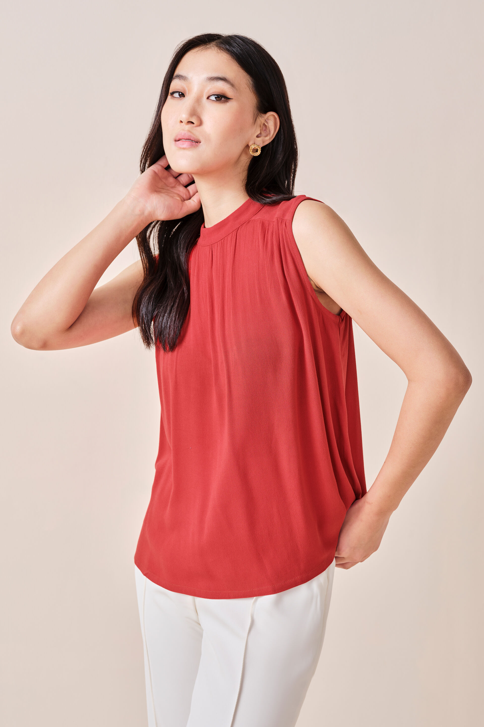 Valencia Viscose Top, Orange, image 3