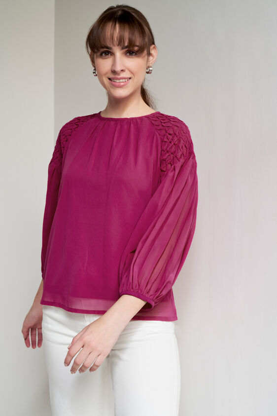Pink Solid Straight Top, Pink, image 4