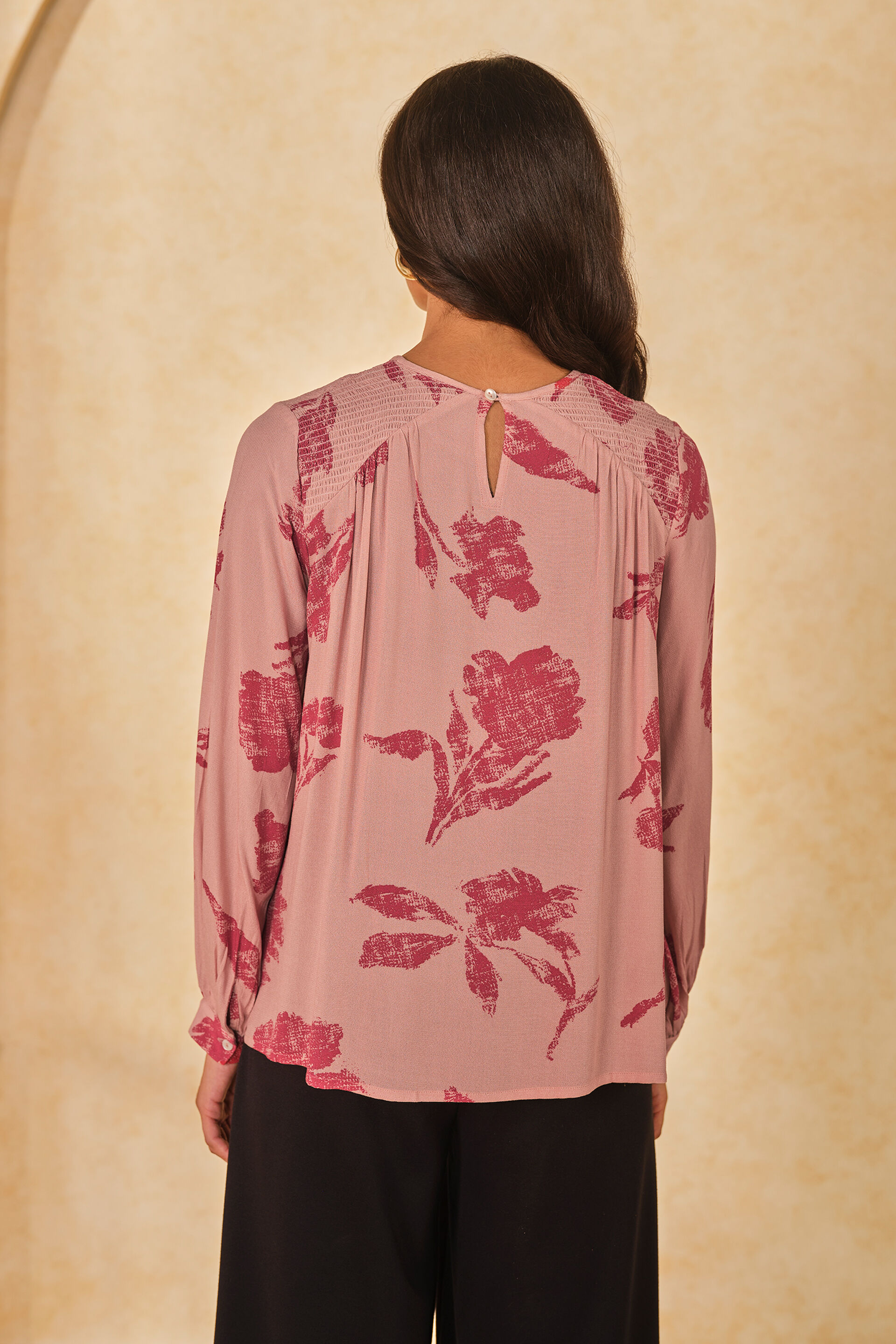 Peachy Petal Viscose Top, Peach, image 6