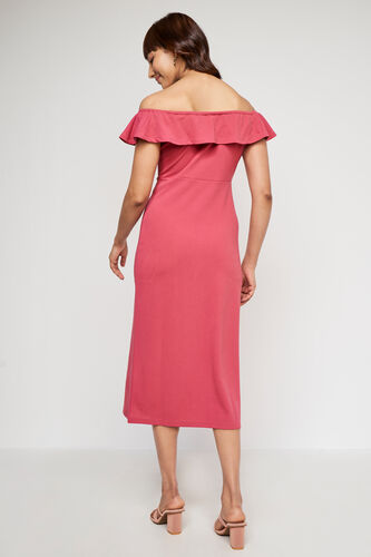 Red Solid Flared Dress, Rose Pink, image 6