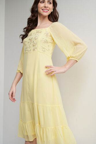Yellow Floral Straight Dress, Yellow, image 1