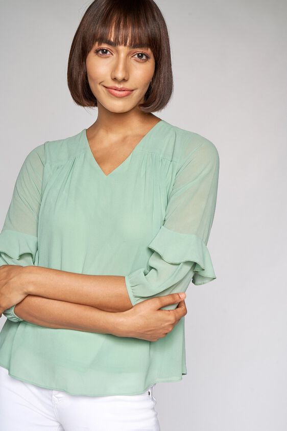 3 - Sage Green Solid A-Line Top, image 3