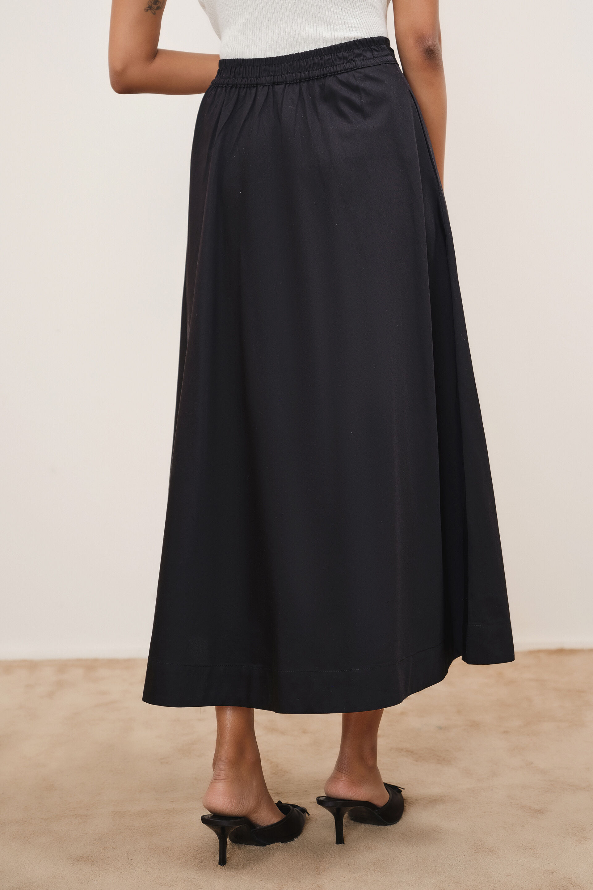 Black Cotton Skirt, Black, image 4