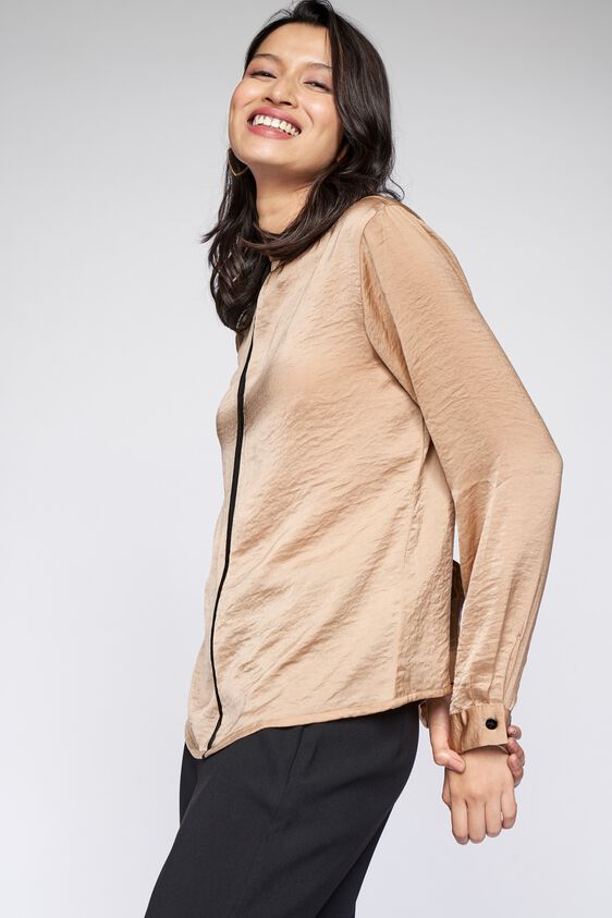 4 - Beige Solid Colorblocked Top, image 4
