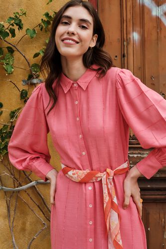 1 - Coral Solid Straight Dress, image 1