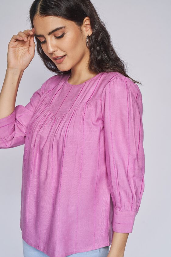 1 - Lilac Self Design Blouson Top, image 1
