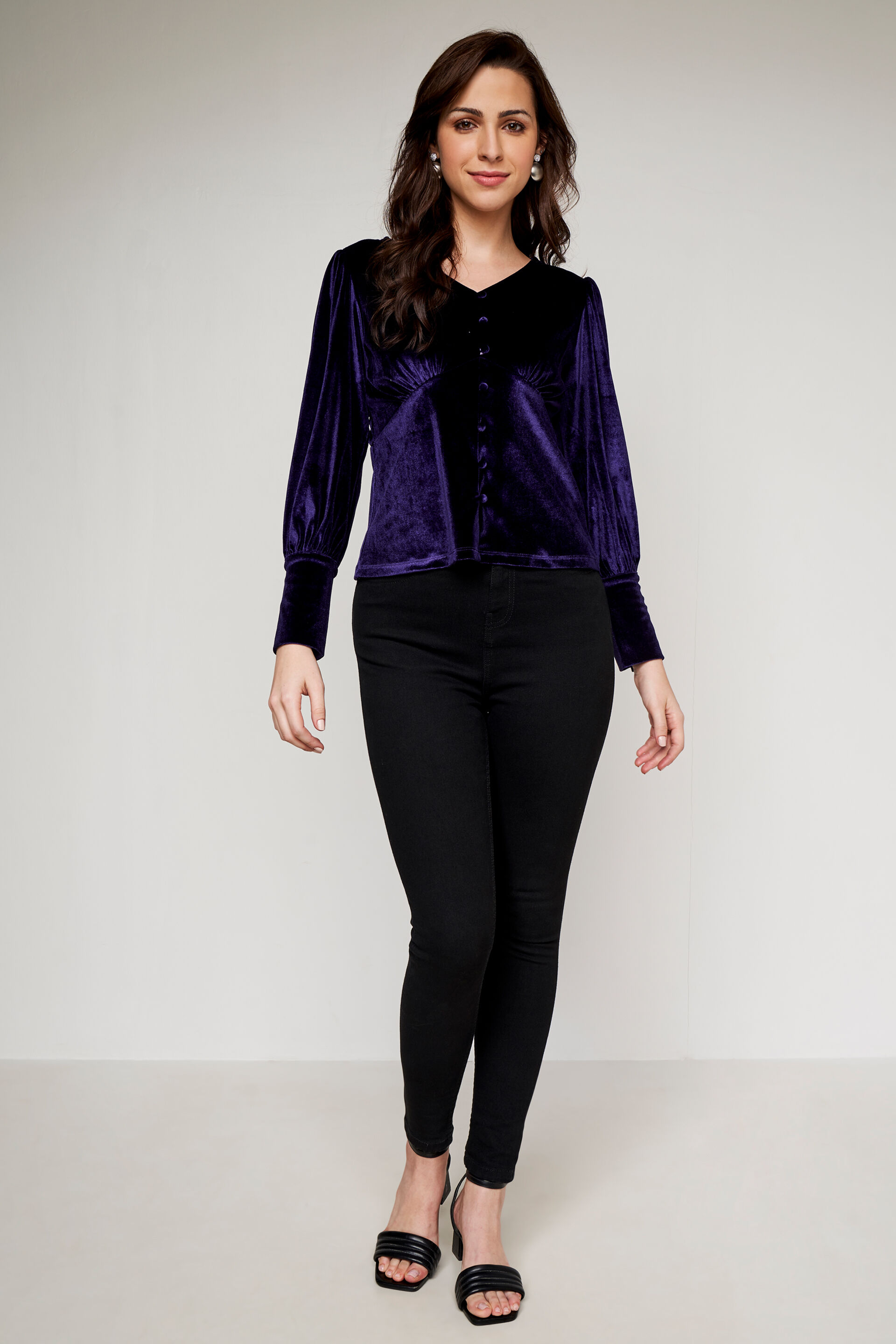 Purple Solid Straight Top, Purple, image 2