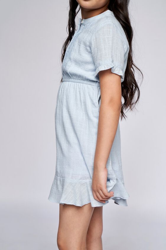 6 - Blue Self Design Flounce Dress, image 6