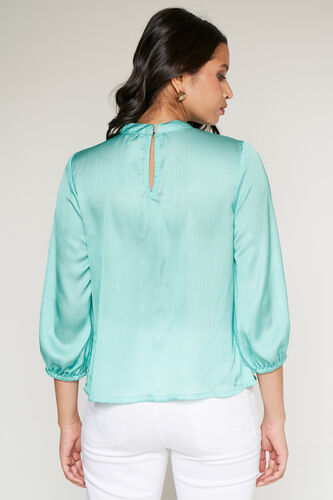Mint Floral Satin Top, Mint, image 4