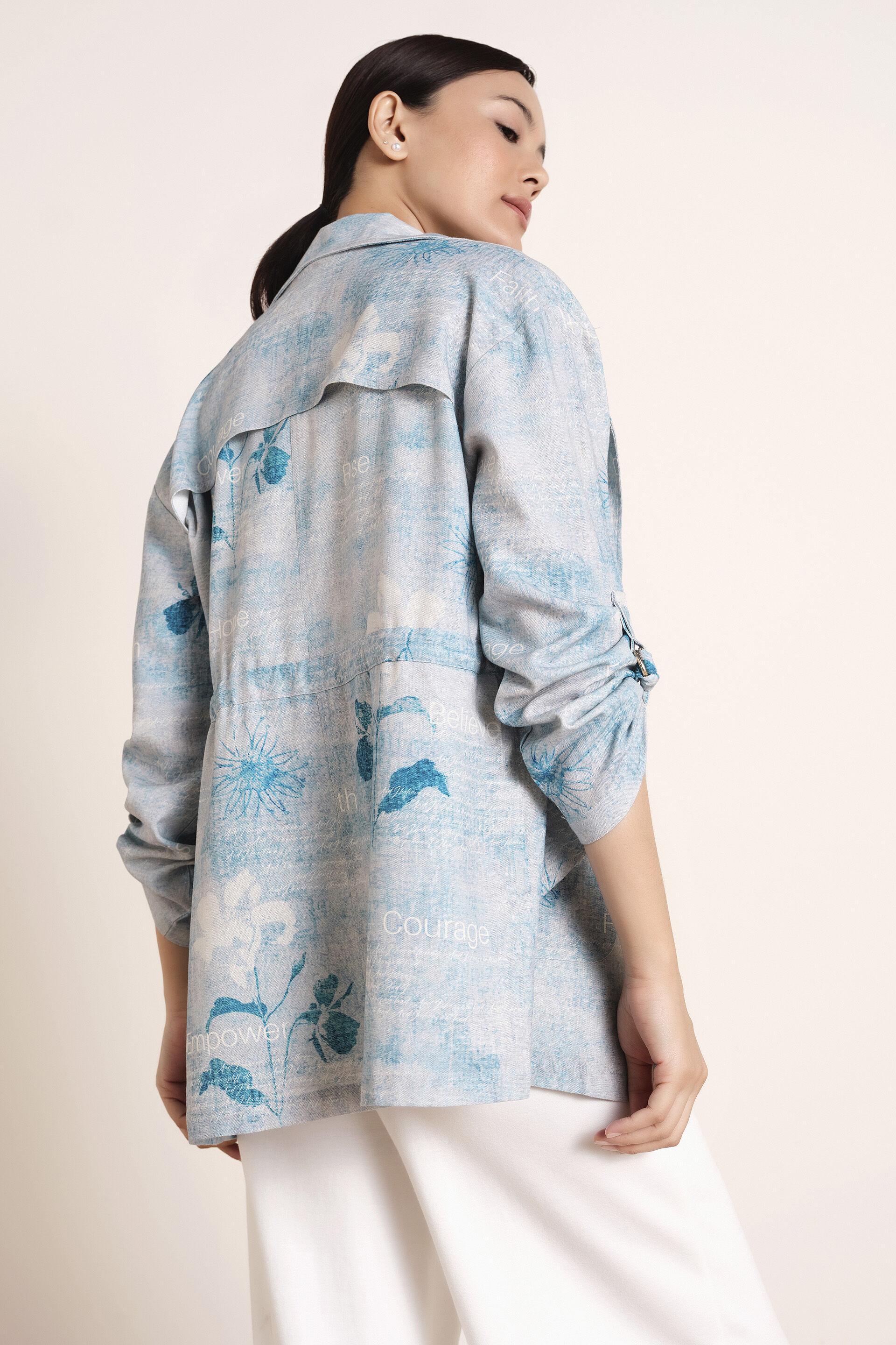 Aquatic Blue Linen-Blend Jacket, Blue, image 7