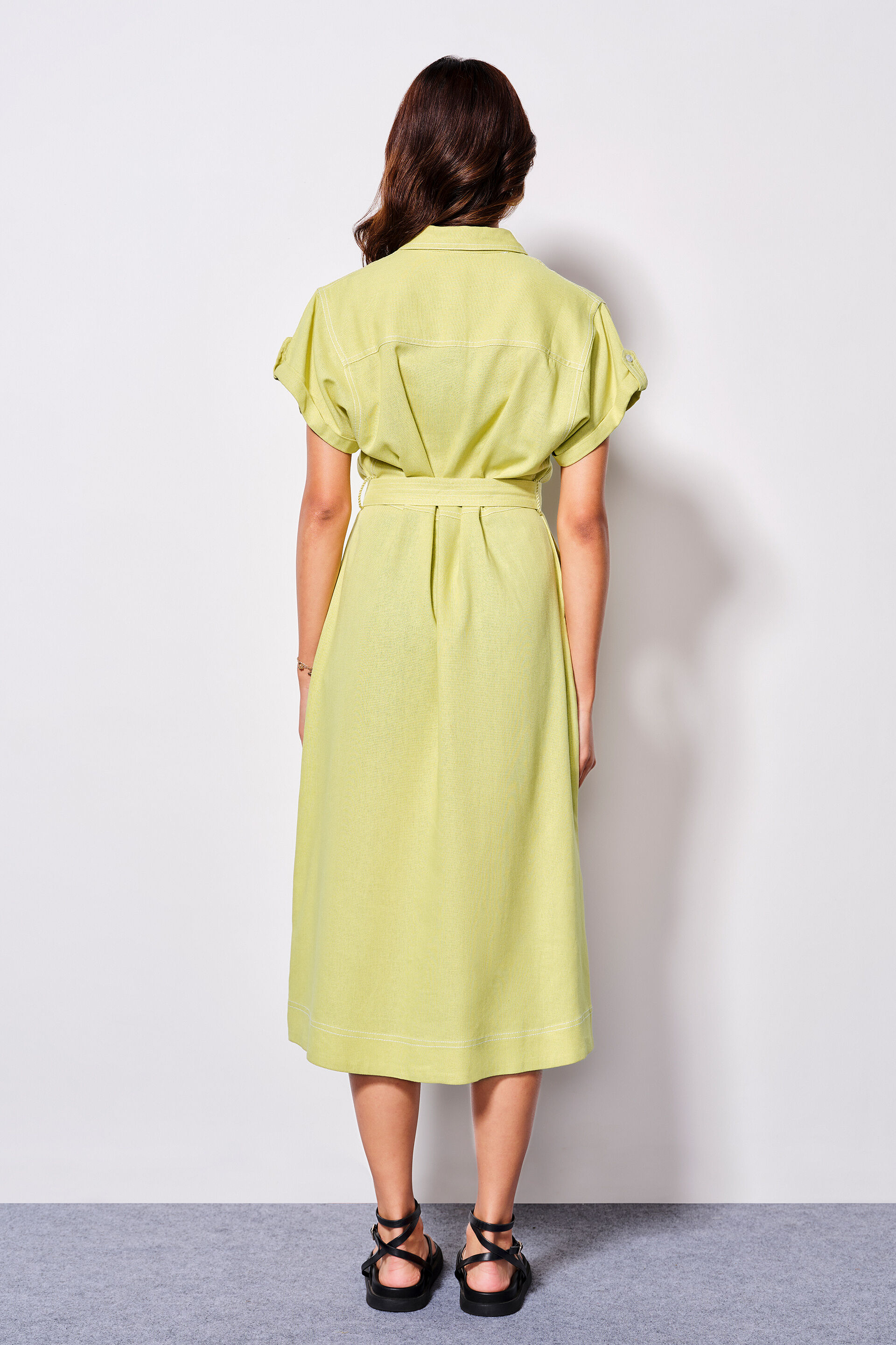 Cobalt Crush Viscose Blend Lime Dress, Lime, image 3