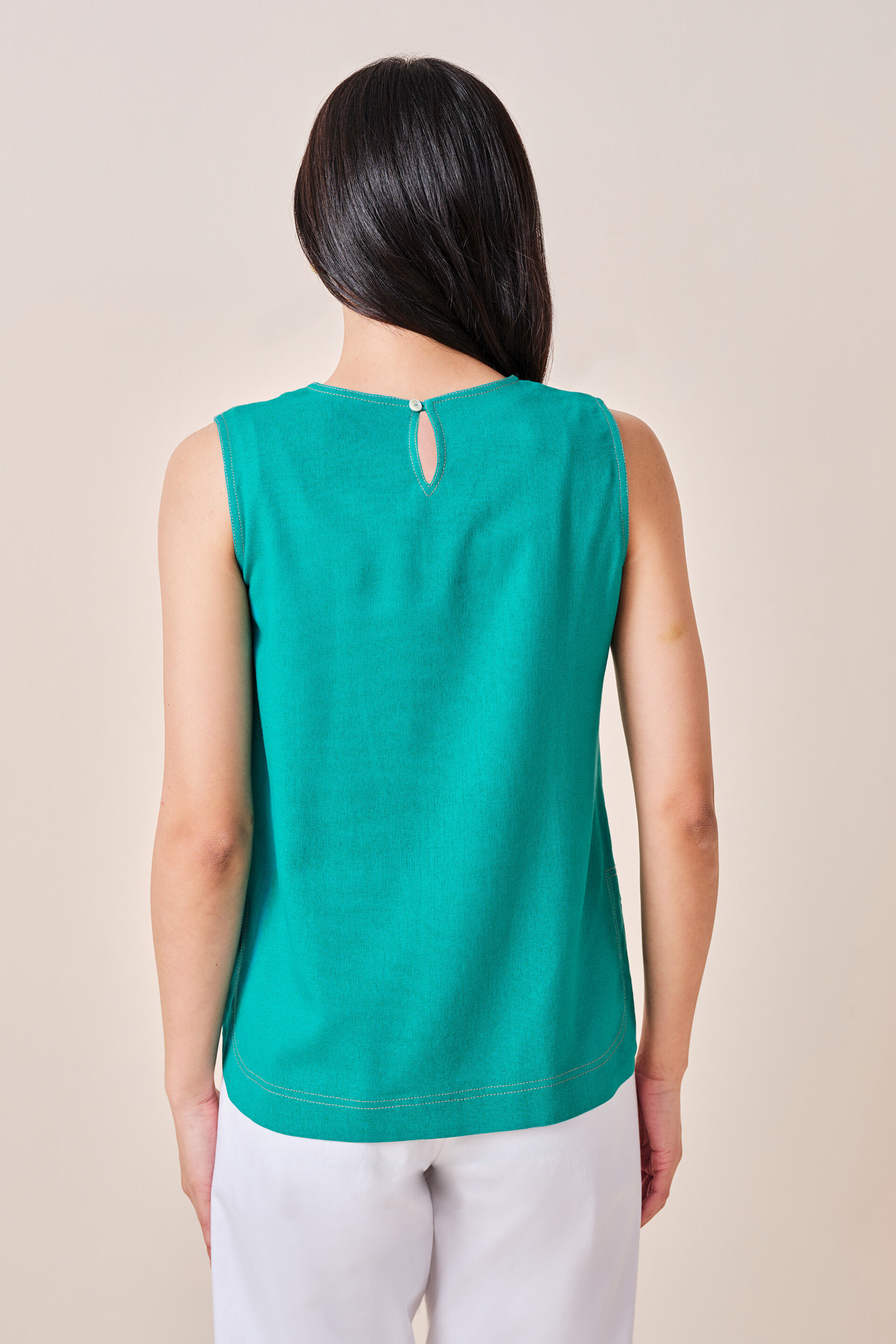 Tiya Viscose-blend Top, Turquoise, image 5