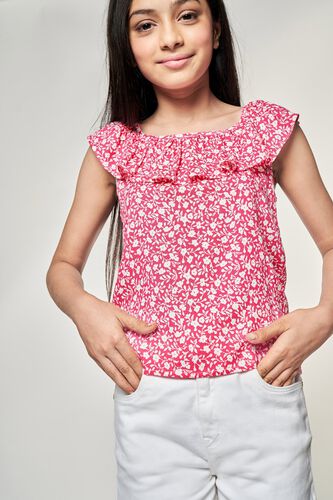 2 - Pink Floral Printed A-Line Top, image 2