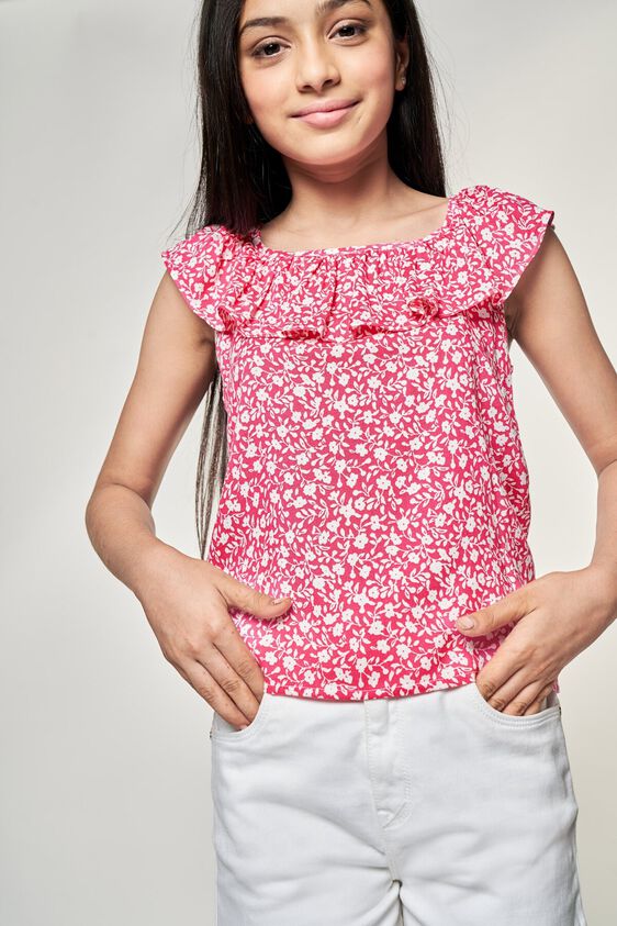 2 - Pink Floral Printed A-Line Top, image 2