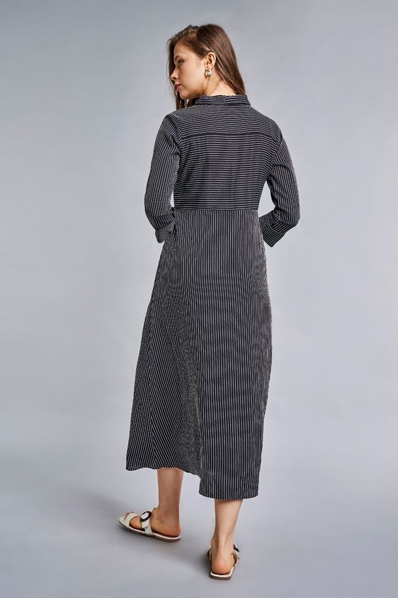 5 - Black Stripes Fit and Flare Midi Dress, image 5