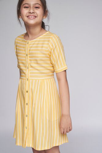 1 - Yellow Stripes Flared Dress, image 1