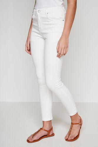 White Solid Casual Bottom, White, image 3