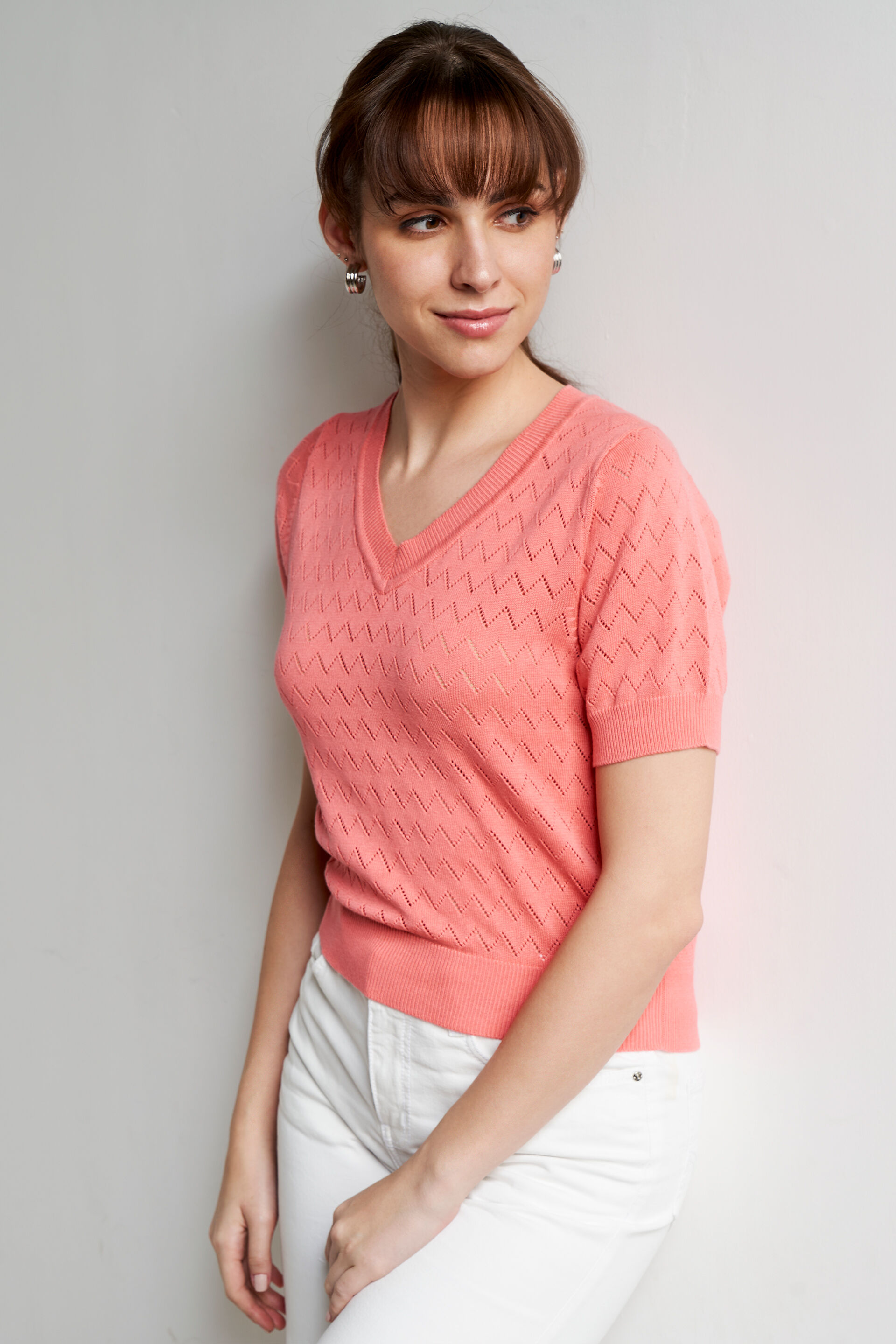 Pink Self Design Straight Top, Pink, image 2