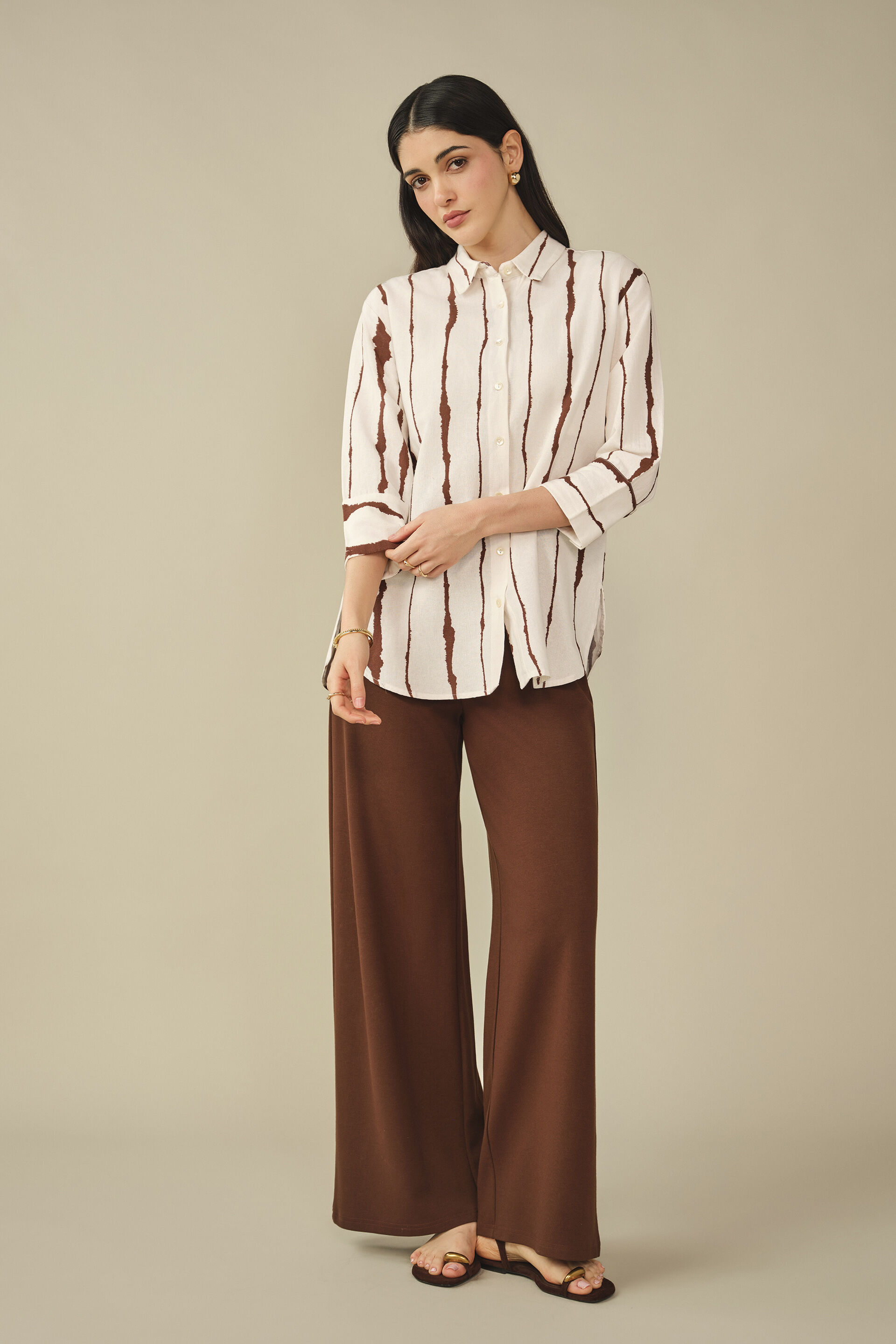 Striped Shirt in Brown, White, image 3