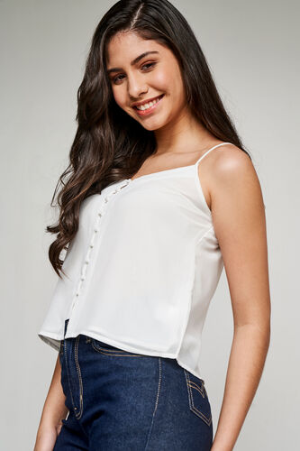 Short Length Straight Blouson Top, White, image 1