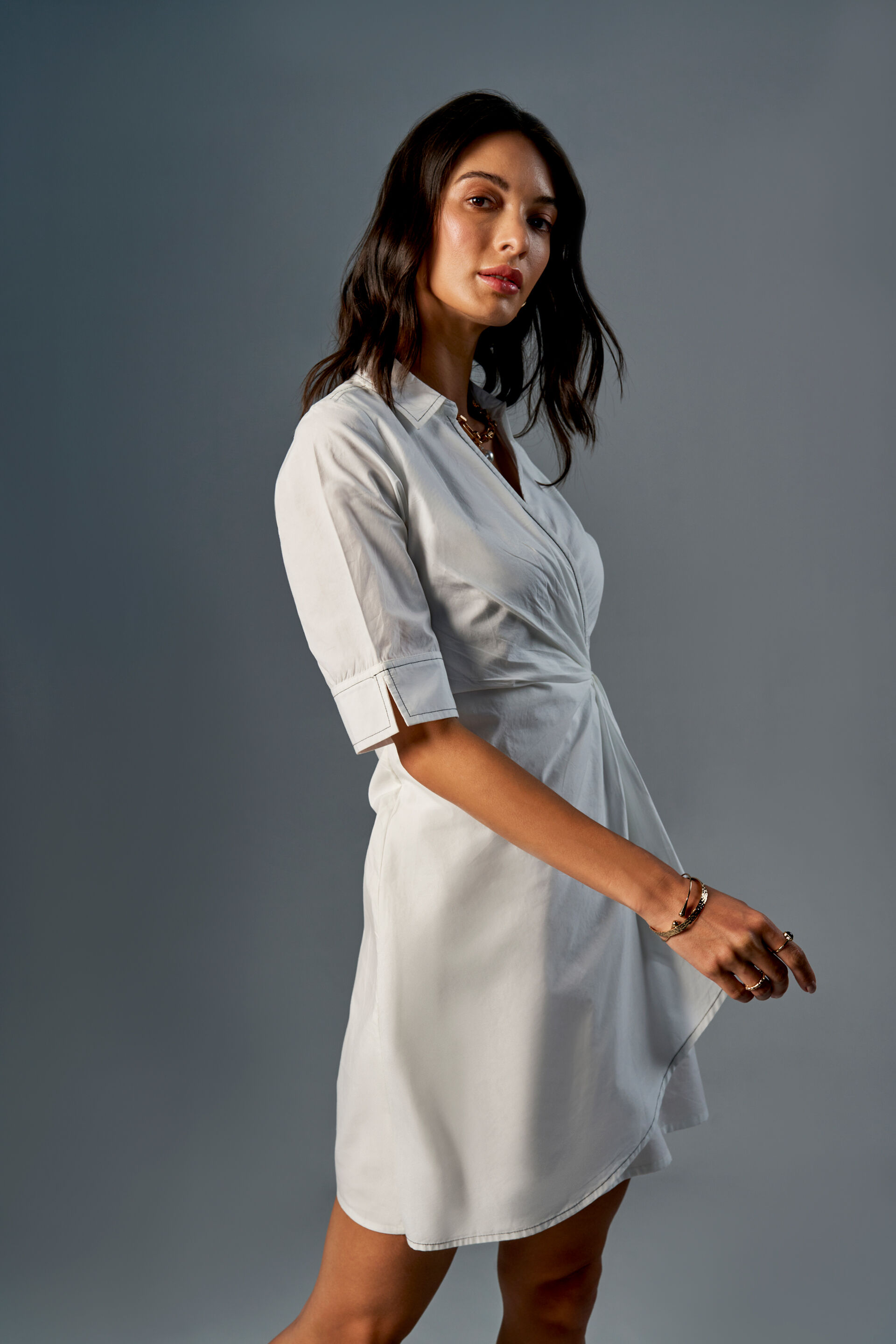 White Waterfall Dress, White, image 3